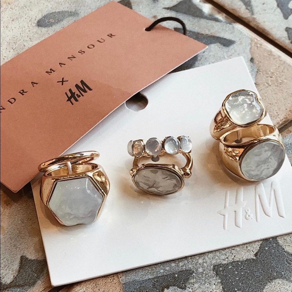 NWT Sandra Mansour x H&M 6-Pack Rings sz M/L